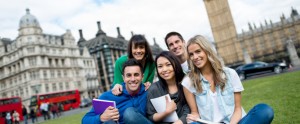 Group of students studying abroad in London